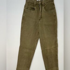 Jou Jou Vintage Olive Green High-Waist Jeans